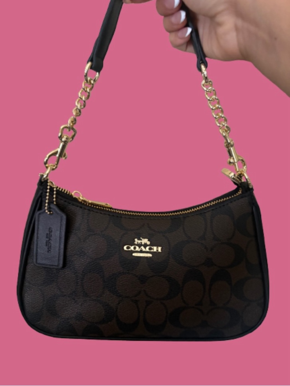 Coach Brown Signature Mini Shoulder Bag!
